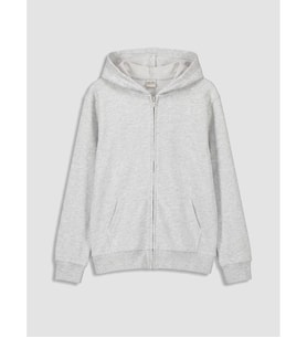 LCW Kids Gri Kapüşonlu Kız Çocuk Fermuarlı Sweatshirt