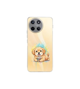 Realme 11 ile Uyumlu Splash Köpek Tasarımlı Şeffaf Silikon Kılıf