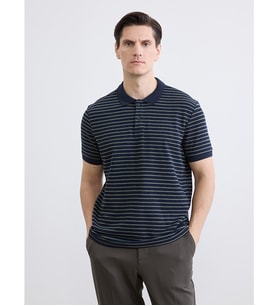 LC WAIKIKI Lacivert Polo Yaka Çizgili Erkek Tişört