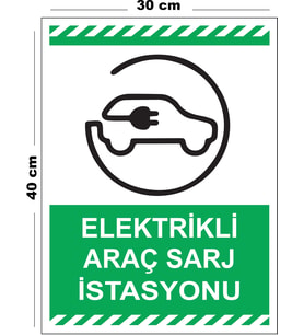 Metal Elektrikli Şarj İstasyonu 30cm x 40cm A3 Büyüklüğünde Uyarı Levhası Yönlendirme Tabelası