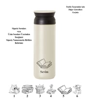 Kişiye Özel Rainbow Paslanmaz Çelik Termos 500 ml (8 SAATE KADAR SICAK/SOĞUK TUTMA) & Fotoğraflı (Krem)