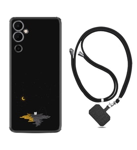 Tecno Pova Neo 2 Kılıf Silikon Boyun Askılı İpli Desenli Silikon Ay ve Kedi 1683