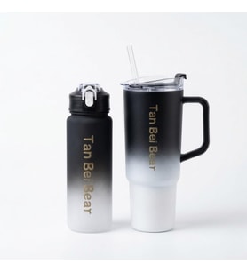 2’li Matara ve Pipetli Mug Bardak Seti – 900 ml Spor Suluk + 1500 ml Pipetli Termal Mug Bardak, Günlük Kullanım İçin İçecek Seti (Siyah)