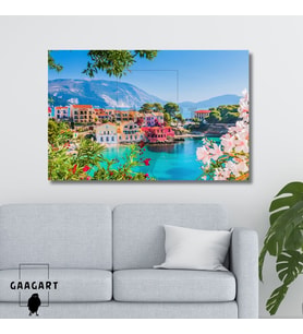 Tekli Yatay Kanvas Duvar Tablosu Tatil Beldesi Deniz Manzara