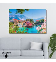 Tekli Yatay Kanvas Duvar Tablosu Tatil Beldesi Deniz Manzara