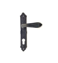 Antika Tarz Dekoratif Pirinç Çiçekli Yale Kapı Kolu - 240x40 mm, Oksit TG-V 5504