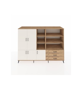 Kronos Dolap 11 Raflı 3 Çekmeceli 5 Kapaklı 220x59x163 Çam-Aytaşı/Çam