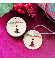 Yılbaşı Kartı Mery Christmas  Etiket  Kraft (Delikli) 5,5 cm 50 adet-T258