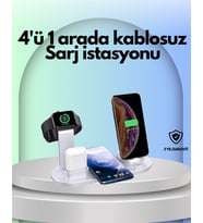 iPhone, Watch ve AirPods ile Uyumlu 4'ü 1 Arada Şarj Ünitesi – Tüm Cihazları Tek Noktada