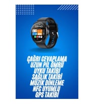 Mey İthalat® Amoled Ekran Metal Deri Silikon Kordonlu Uyku ve Sağlık Takibi