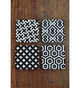 Taş Bardak Altlığı 4'lü Set - Tile Desen 10x10cm
