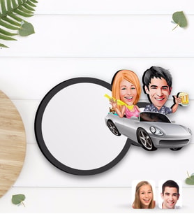 BK Gift Kişiye Özel Sevgililer Karikatürlü Ahşap Bardak Altlığı-53