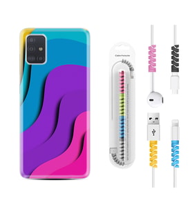 Samsung a71 A72 A73 A7 A9 2018 C7 C9 Kılıf Kablo Koruma Spiral Silikon Renk Cümbüşü 1631