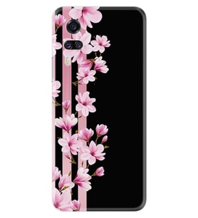 Vivo Y51 Kılıf Resimli Desenli Baskılı Silikon Kılıf Pink Flowers 3 1393