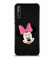 Huawei P Smart S Soft Premier Kapak Minnie Mouse-C Tasarımlı Silikon Kılıf - Siyah (Şeffaf)