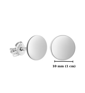 925 Ayar Gümüş Taşsız Yuvarlak Plaka 10 mm Kadın Küpe
