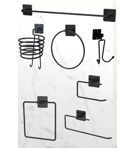 7'li Süper Set Siyah Fön Makinesi Askısı Havluluk Wc/Tuvalet Kağıtlık Rulo Havluluk Mutfak Banyo Set
