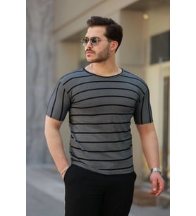 Erkek Petek Desenli Kısa Kollu T-shirt
