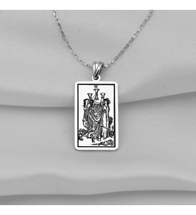 Gümüş  Tarot (Three of Cups) Üç Bardak Kolye