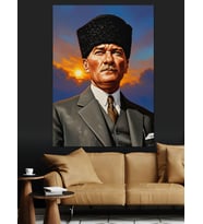Kalpaklı Mustafa Kemal Atatürk Dekoratif Kanvas - Mdf Ahşap Tablo