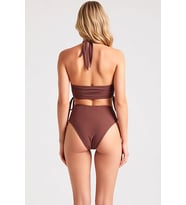 Kadın Bikini Takımı Bağlamalı Üçgen Yaka Çiçek Desenli Drapeli Ayarlanabilir Yüksek Bel Slip Alt