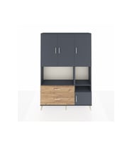 Arges Dolap 7 Raflı 2 Çekmeceli 4 Kapaklı 132x30x195 Antrasit-Antrasit/Çam
