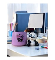 Sevimli Panda Desenli Fotoğraf Not Tutacağı - Lila Panda Temalı Kalemlik Ofis Seti Hediyelik Tutucu