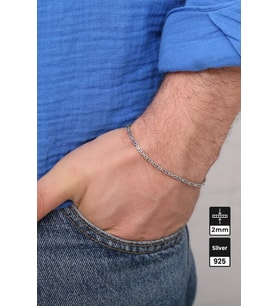 2mm Kare Kral 925 Ayar Gümüş Bileklik