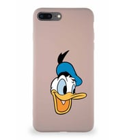 Apple iPhone 8 Plus Soft Premier Kapak Donald Duck-A Tasarımlı Silikon Kılıf - Pudra (Şeffaf)