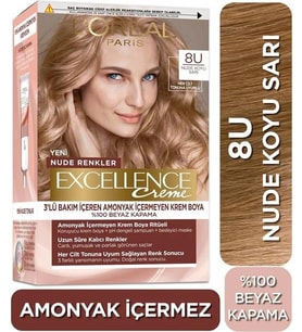 Loreal Excellence Nude Renkler Saç Boyası 8u Nude Koyu Sarı