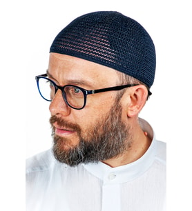 Baba Günü Hediyesi - Lüks Çelik Örme Namaz Takkesi Lacivert 1 Adet