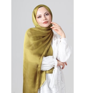 Yağ Yeşili Harem Scarf Como Saten Şal