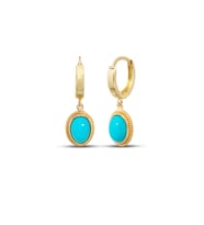 Debora Jewelry 14 Ayar Altın Firuze Taşlı Halka Küpe
