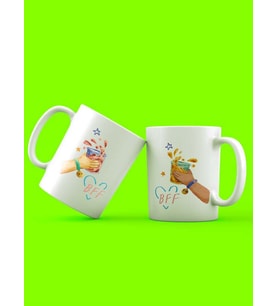 Best Friends Forever BFF İçecekli Tasarım 2'li Kupa Seti (Beyaz)
