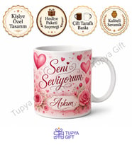 Sevgiliye Hediye İsme Özel Sublimation Baskılı Kupa Bardak Sevgili Hediyesi