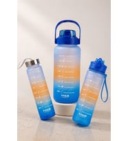 3'lü Motivasyonel Matara Seti (2L - 900ml - 500ml) - Tritan Pipetli Sporcu Su Şişesi BPA FREE