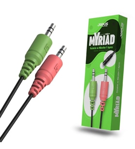 Jopus 3.5mm JO-AC01 Myriad Mikrofon Kulaklık Ayırıcı Y Kablo AUX Kablosu Siyah