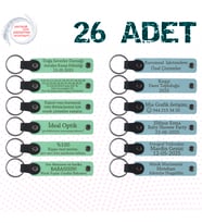 Yeşil & Gök Mavi, Biyoloji Öğretmeninden Karne Anısı, 26’lı Set, İsim Yazılabilen Deri Anahtarlık