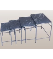 Zigon Sehpa 14006 Demet Model Metal Nikelaj Ayak Siyah Mermer Desen Tabla El Yapı