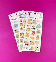 3'lü Kabartmalı Capybara Sticker