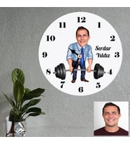 Sporcu Karikatürlü Kişiye Özel Ahşap Duvar Saati