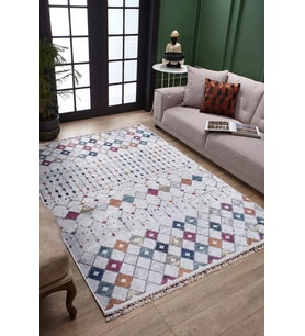 Dijital Kaymaz Yıkanabilir Gri Geometrik Salon Halısı Mutfak Halısı Koridor Halısı Yolluk HLN5041