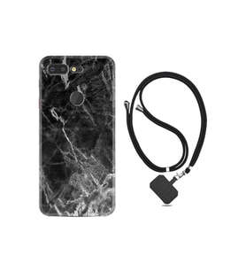 General Mobile Gm 9 Pro Kılıf Ipli Boyun Askılı Desenli Silikon Kara Mermer 1375