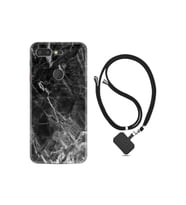 General Mobile Gm 9 Pro Kılıf Ipli Boyun Askılı Desenli Silikon Kara Mermer 1375