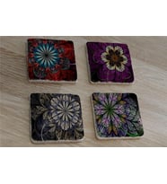 Geometrik Desenler Doğal Taş Bardak Altlığı 4'lü set - Natural Stone Coasters