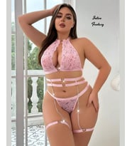 Intive Curvy Pembe Dantelli Kalp Aksesuarlı Büyük Beden Bacak Aksesuarlı Jartiyer Takım