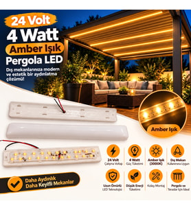 24 Volt 4 Watt Amber Renk Samsung Ledli Pergola Led IP20