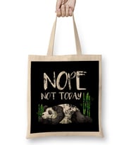 Funny Nope Not Today Lazy Sleepy Panda Distressed Bez Çanta Uzun Saplı