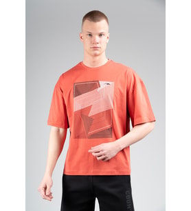 Maraton Oversize Erkek Bisiklet Yaka Kiremit T-shirt