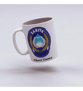 Zabıta İsimli Kişiye Özel Kupa Bardak, İsimli Zabıta Hediyesi Kupa Bardak, 330ml, Beyaz